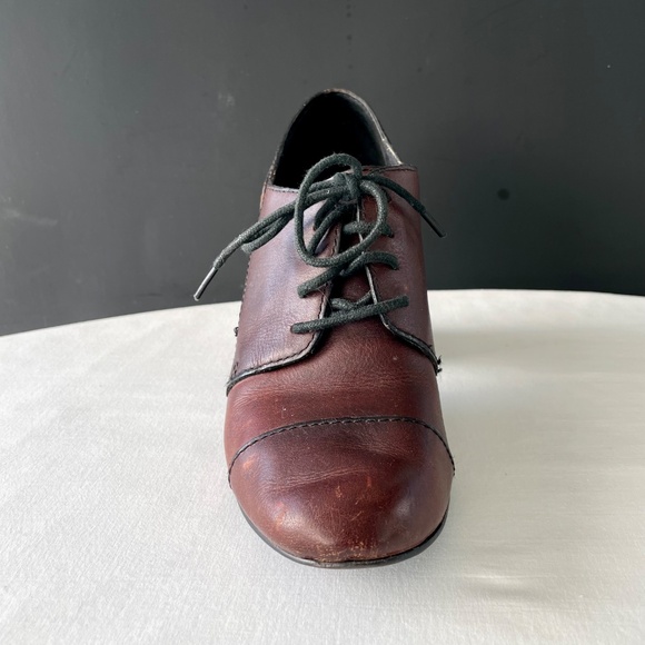 FOSSIL Dark Brown Oxford Lace Up Leather Booties EXC Sz 8 - Picture 3 of 14